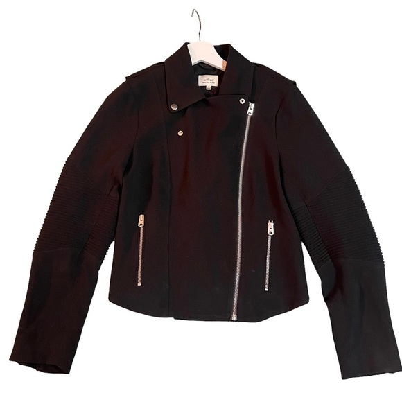 Aritzia Wilfred Montesson Motorcycle Zip Up Jacket Size 10 Black - Picture 3 of 11